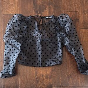 Sheer Black Polka Dot Blouse